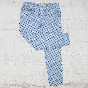 G H Bass Co Periwinkle Blue Navy Floral Polka Dot Mid Rise Skinny Jeans Size 12